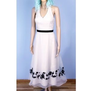 Vintage Creme Skirt w/ black lace detail dress